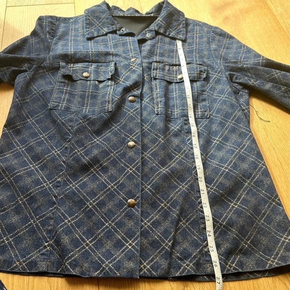 VINTAGE DENIM SHACKET WITH GOLD STRIPES - Picture 7 of 9